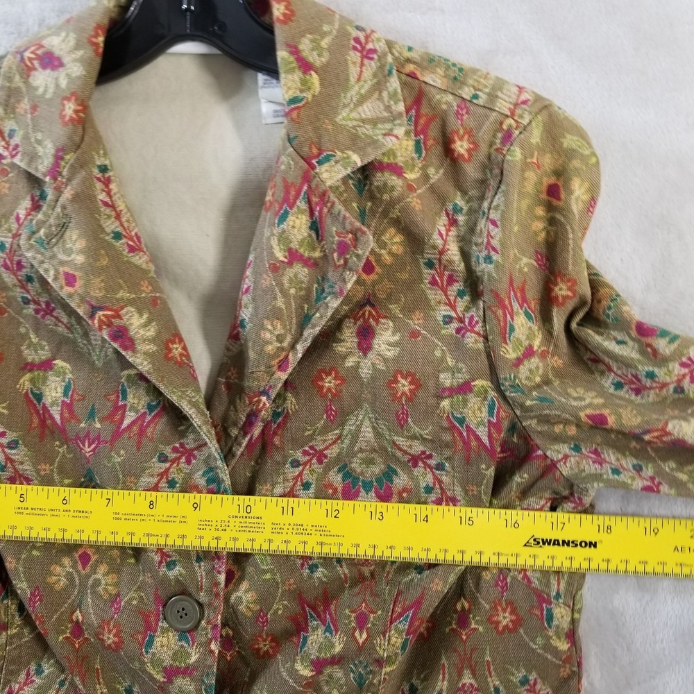 Vintage Pant Suit Women M/8 100% Cotton Floral Straight Leg Blazer Liz Claiborne - Picture 5 of 15